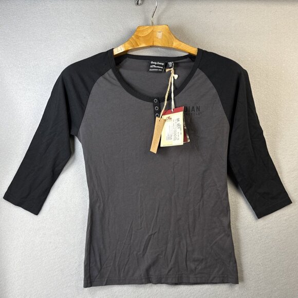 NWT Indian Motorcycle Quarter Sleeve Tee Women's Size XS Charcoal American Biker - Picture 1 of 13